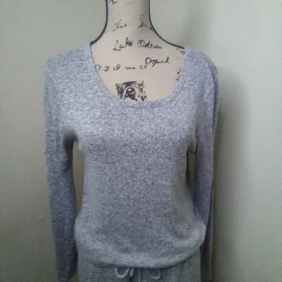 Gap Dress Women XS Long Sleeve Elastic Drawstring Waist Soft Stretch Gray Black - Picture 4 of 12